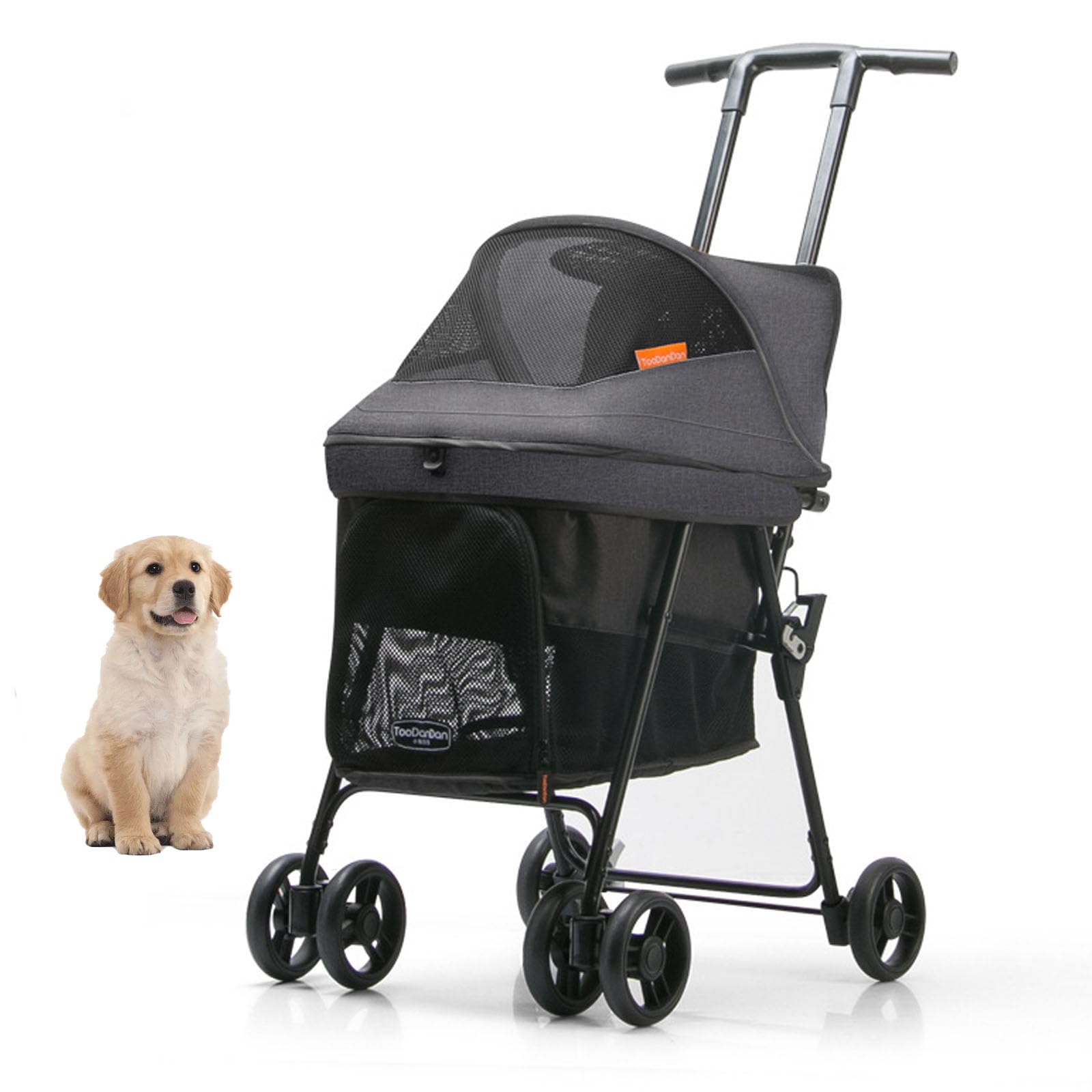 Passeggino per Animali Domestici per Gatti E Cani di Piccola Taglia, Pieghevole, 3 in 1, Carrello da Passeggio, 4 Ruote, Carrello da Viaggio, Leggero, Portatile, Comodo, per Esterni,A