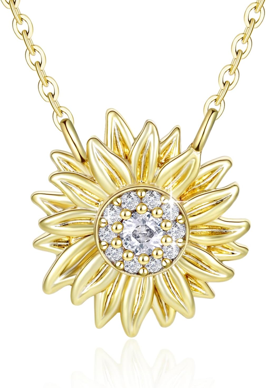 Sunflower Heart Necklaces for Women Two Tone You Are My Sunshine Necklace for Women Her Anniversary Jewelry Gift 5A Cubic Zirconia Rose Flower Heart Pendant Necklace Christmas Birthday Gift for Girlfriend Wife Mother Daughter