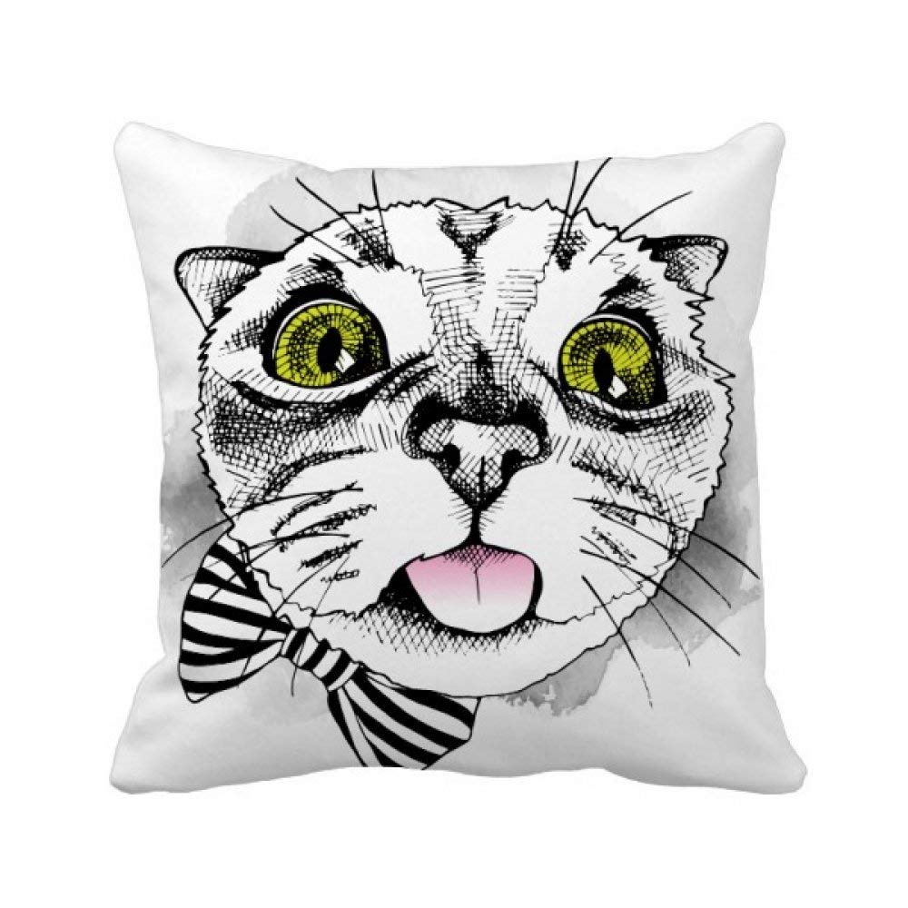Coussin chat blanc Tougue Bow multicolore pour une ambiance cocooning