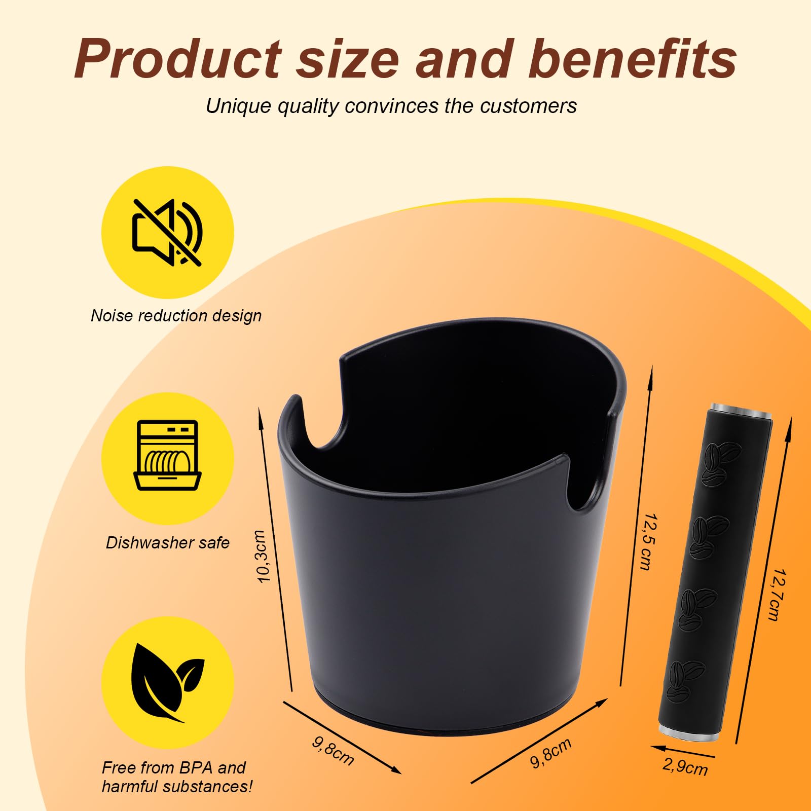 Caja de Golpeteo para Café Knock Box Profesional – Compacta, Antideslizante y Fácil de Limpiar, Accesorio Esencial para Baristas con Portafiltros y Máquinas de Espresso
