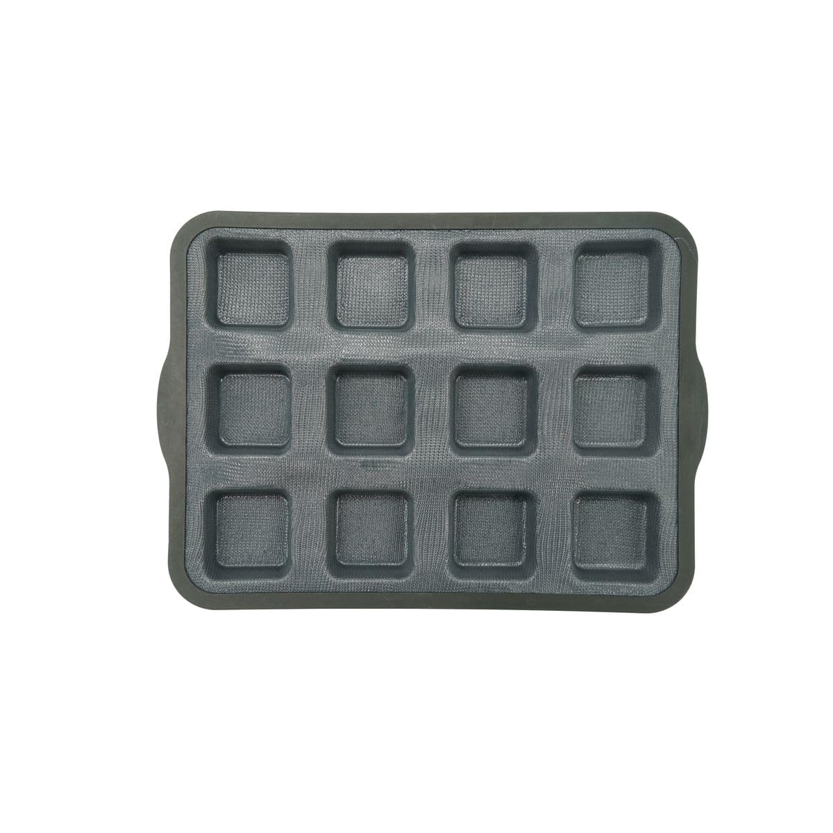 Zenker 685528 Plaque 12 empreintes carrées, Plaque à tartelettes, Moule tartelettes carrées, Gris, Silicone fibre de verre, 36,​3 x 26 x 3 cm
