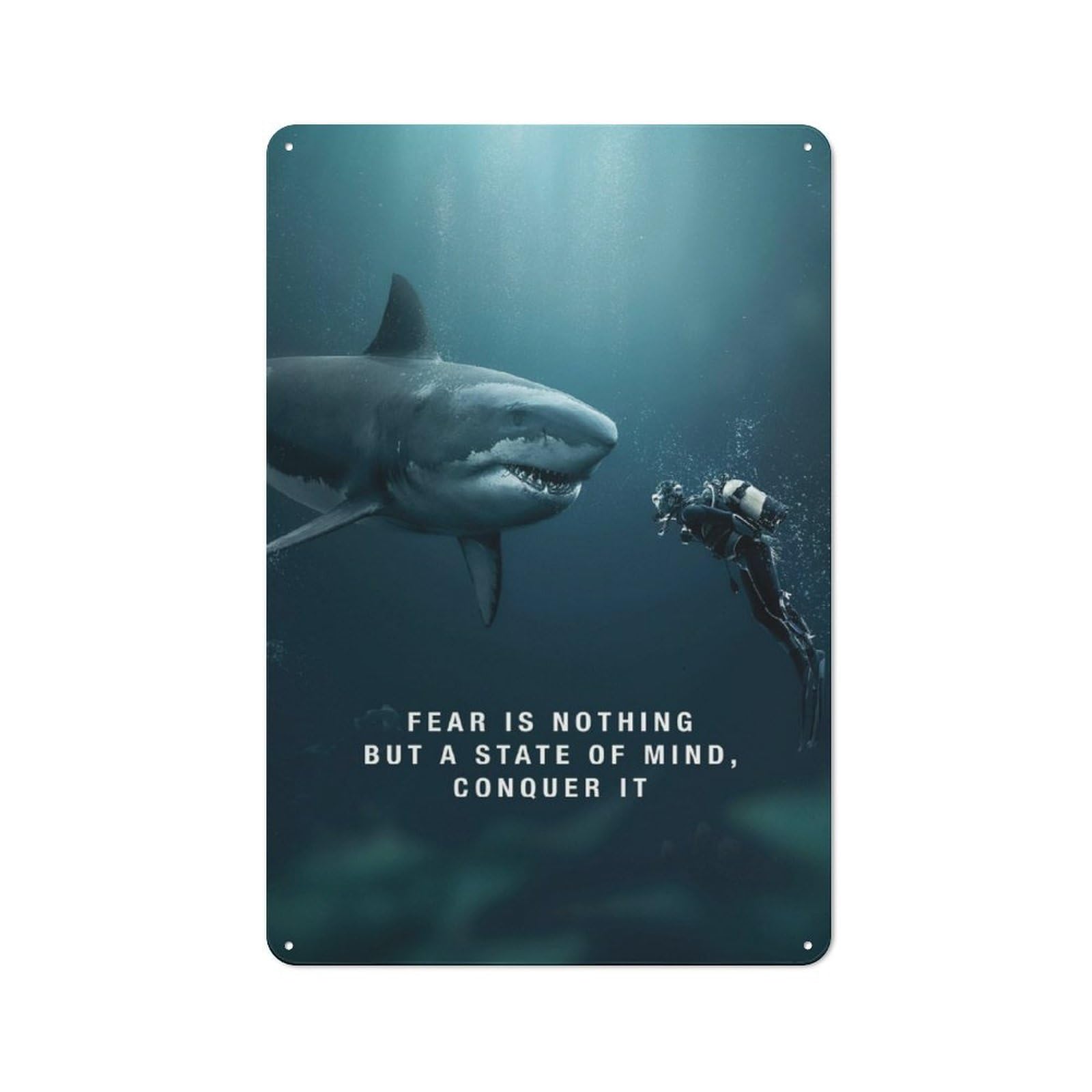 Junmoney Shark State Of Mind Retro Metal Wall Sign 30X20cm With For Café Or Home Bar, For Cooler-Season Styling In Café And Home Bar