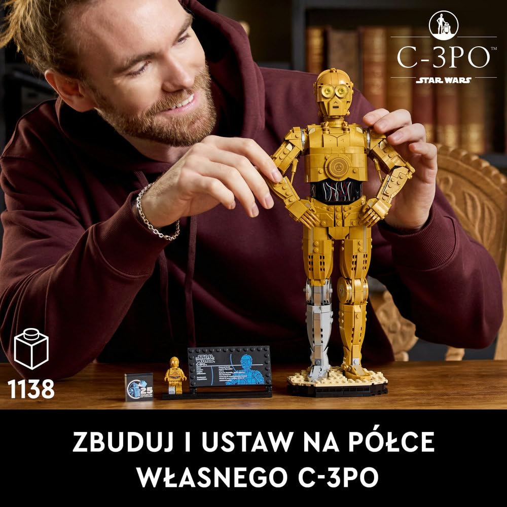LEGO Star Wars C-3PO 75398 | Model droida, kolekcjonerski zestaw klocków dla dorosłych, prezent dla fana Star Wars, ozdoba na biurko, 1138 elementów