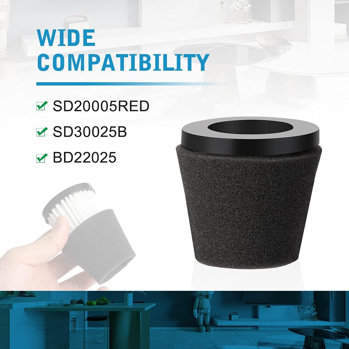 LANMU Replacement Filter Compatible with Dirt Devil SD30025B Scorpion Handheld Vacuum Cleaner Style F117, Compare to Parts AD40117 (2 Pack) -