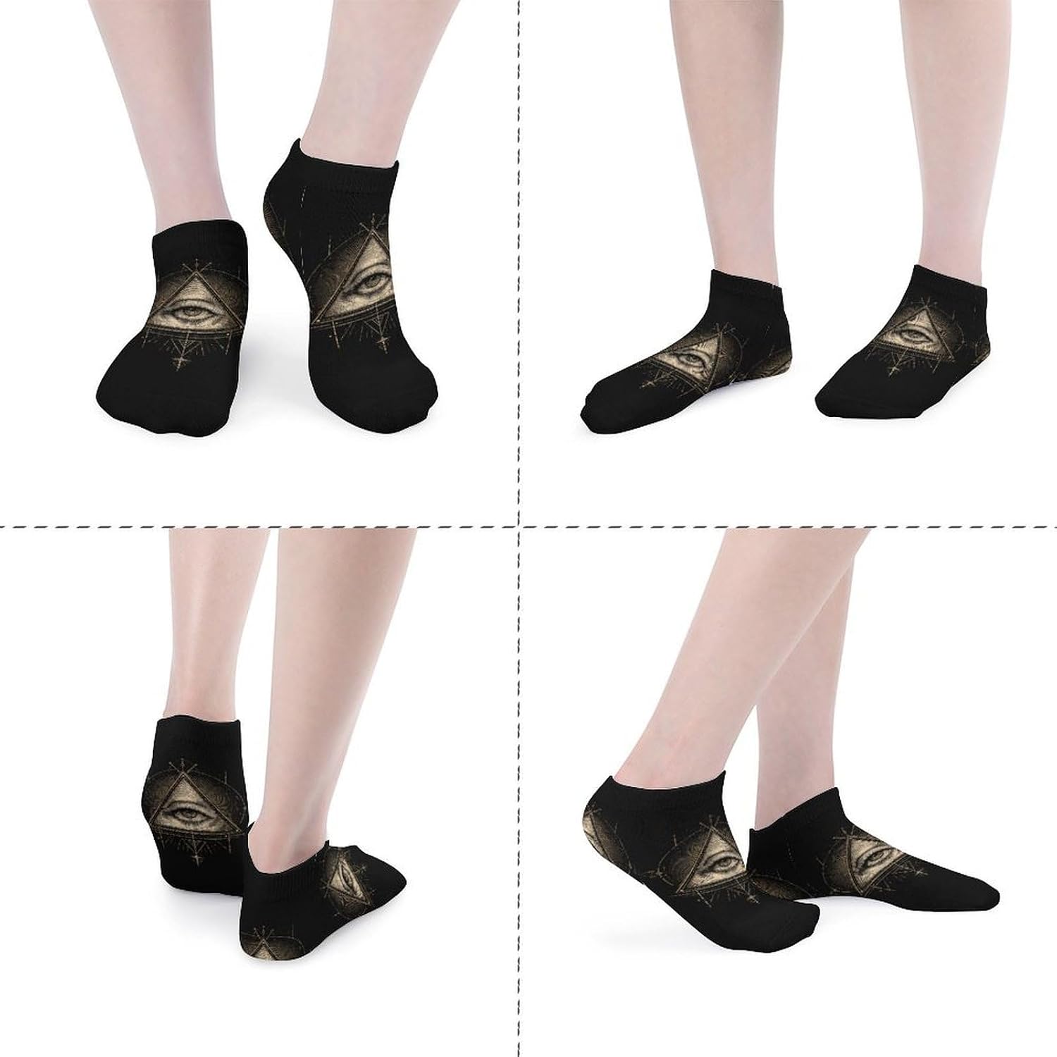 Tattoo All-Seeing Eye Socks for Men Women 5 Pairs Ankle Socks