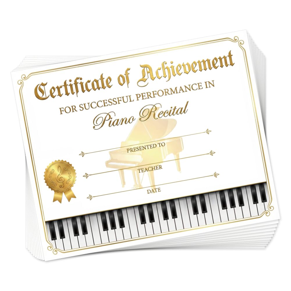 TNKBREEZE 30Pcs Blank Award Certificates Classical Piano Graduation Certificate for School Kindergarten Certificate Awards for Competition Music Achievements Music Graduation Diploma 25x20cm