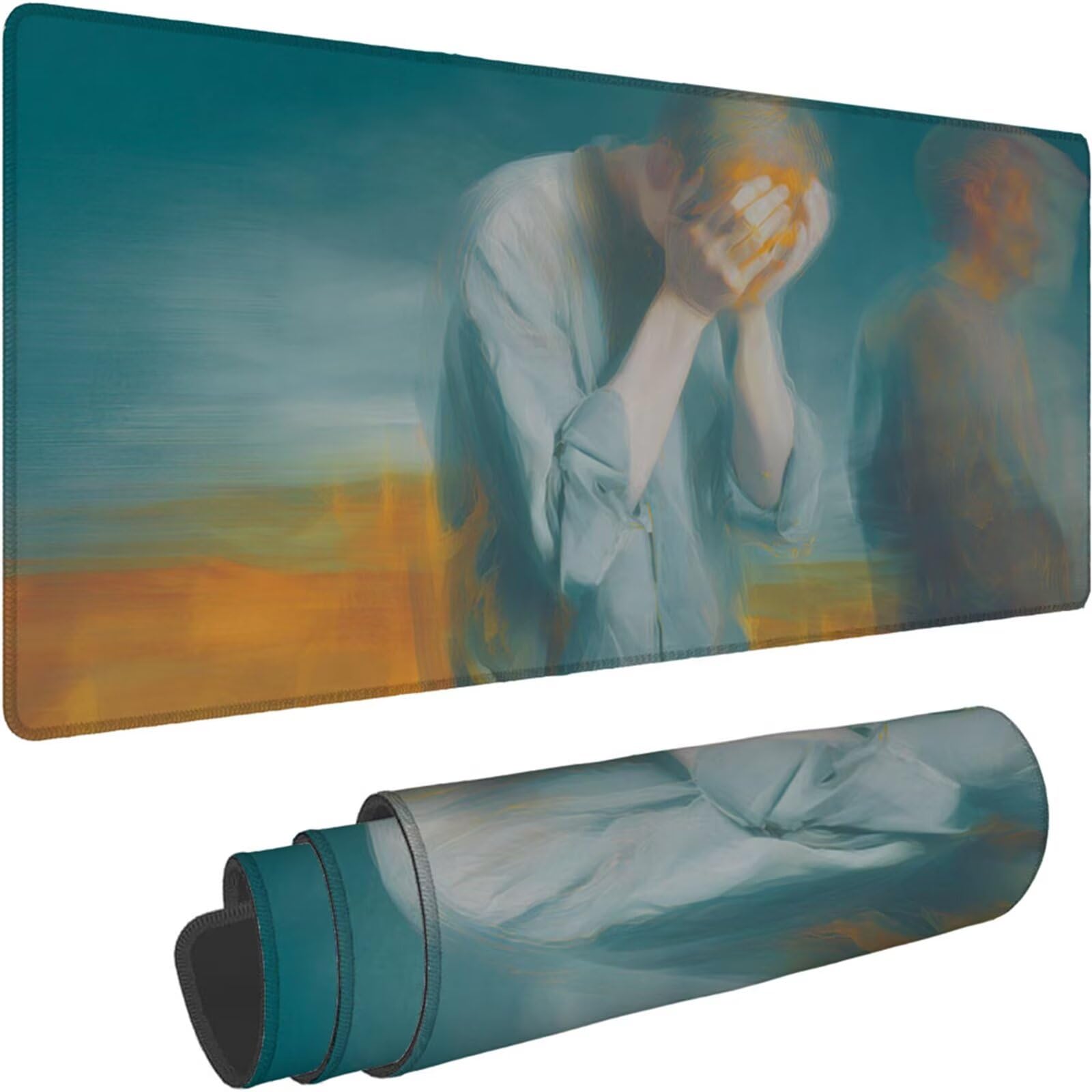 Gamingowa podkładka pod mysz 1200 x 600 x 3 mm, XXL, wodoszczelna, odporna na ścieranie, z przyszytymi krawędziami, niebieska, podkładka na biurko, poprawia prędkość i precyzję pod laptopa, komputer