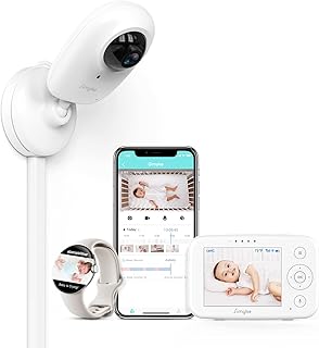 Video WiFi Baby Monitor with App and Screen,1080P Cameras, Cry Detection, Lullabies, Two Way Talk, HD Night Vision, Connect Smart Watch, Tablet, Smart Phone, Temperature Monitoring