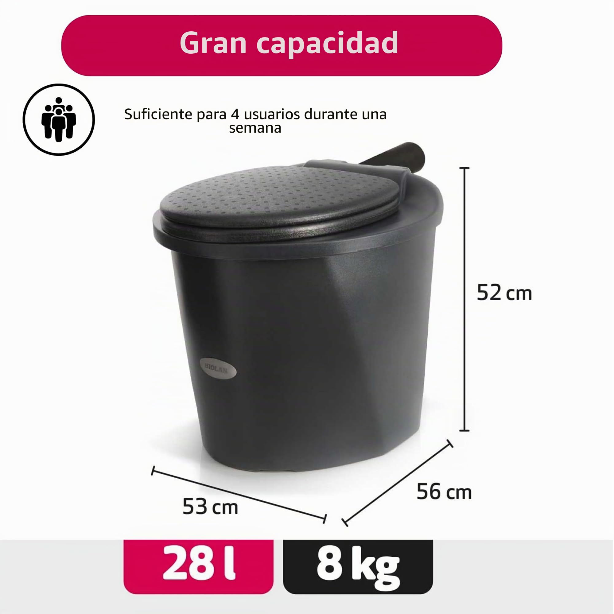 Retrete seco Biolan Simplett: inodoro de Plástico, higiénico, sin necesidad de agua o electricidad