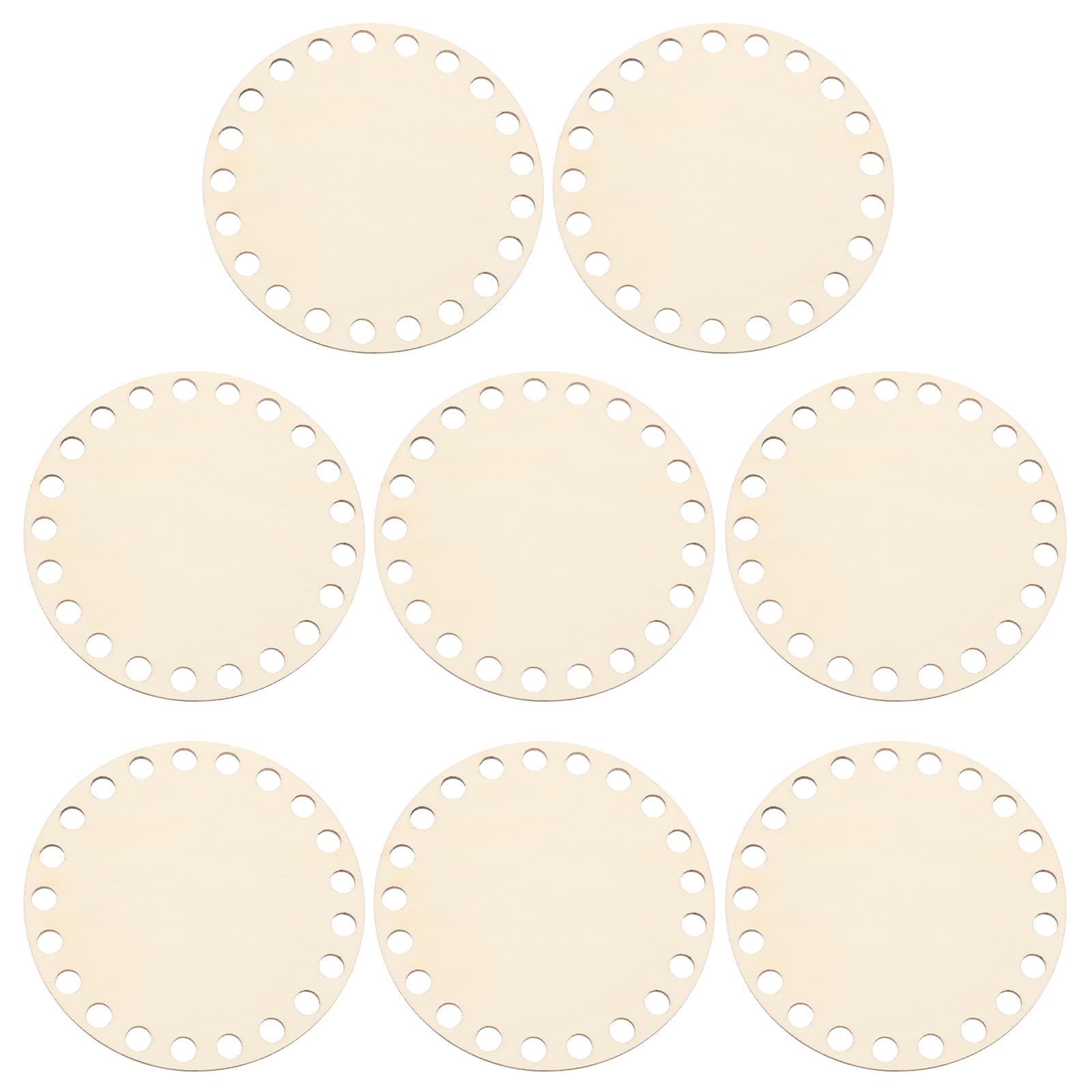 PATIKIL - Base de cesta de ganchillo de 4 diámetros, 8 piezas, redonda, en blanco, de madera para tejer a ganchillo, para manualidades, suministros para hacer cestas, decoración del hogar, color madera