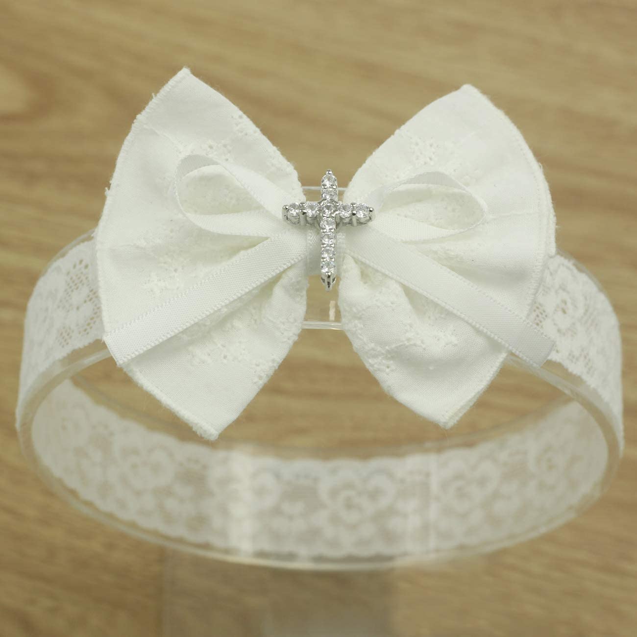 Amazon.com: White Baby Bow Headband for Baptism Christening  display picture 1
