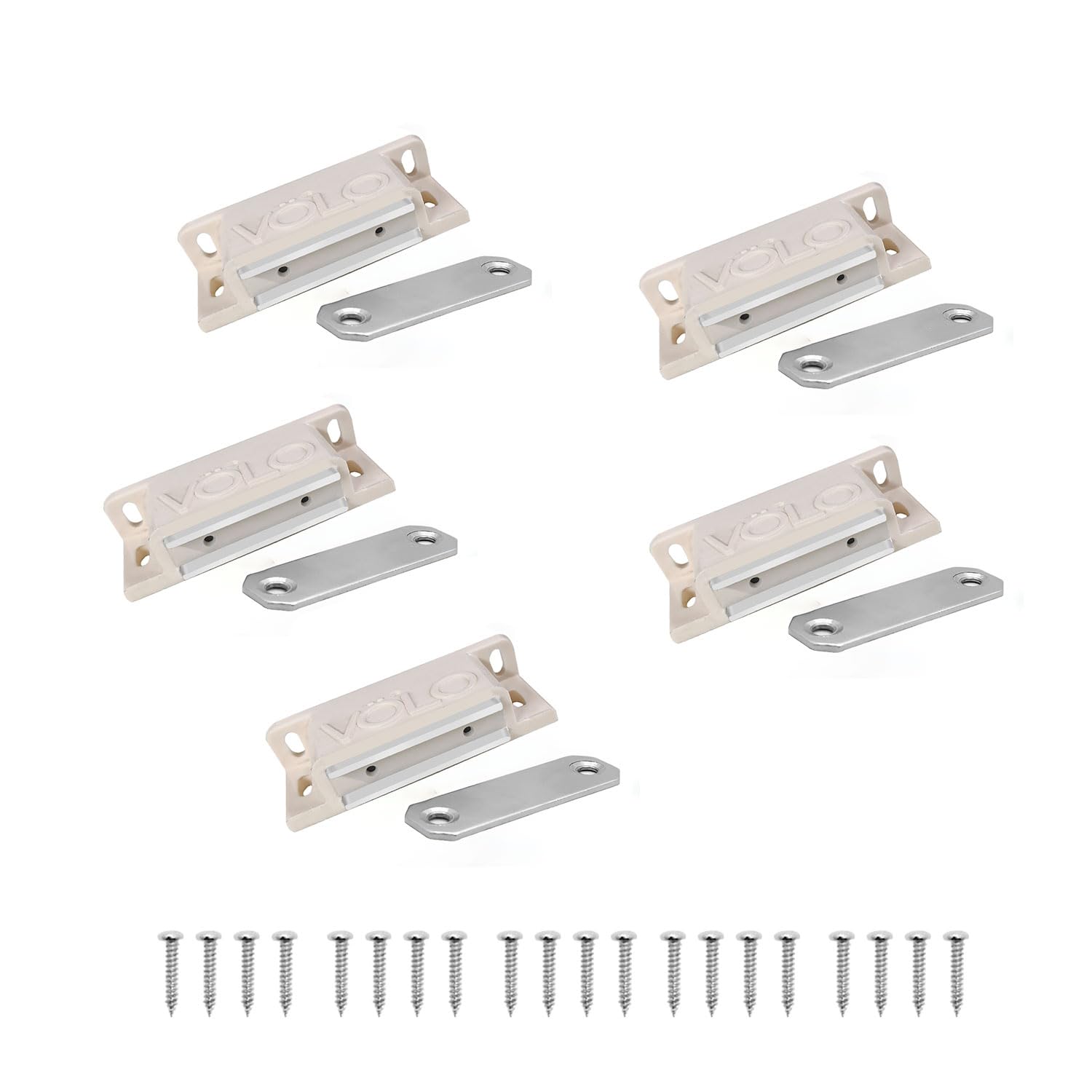 VOLO Polyvinyl Chloride Door Catcher/Door Magnet For Cabinet Cupboard Wardrobe Kitchen Bathroom Office/Door Closer Magnet(White)Pack Of 5 Pcs.
