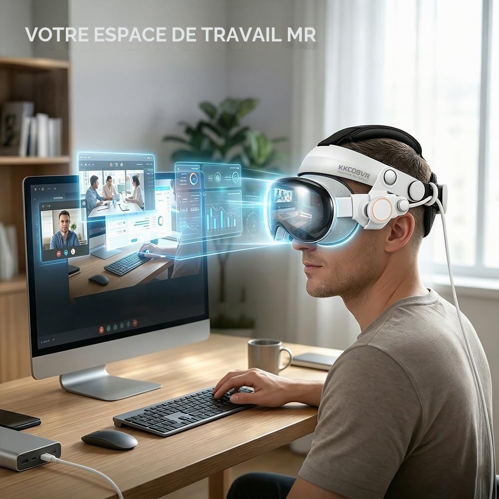 kkcobvr VP1 Sangle de tête confortable compatible avec casque Vision Pro VR