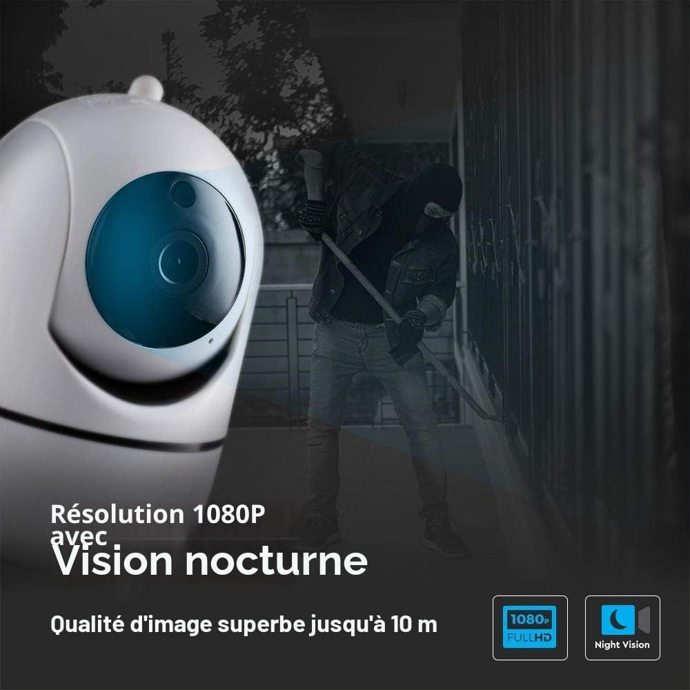 V-TAC VT-5122 Caméra de surveillance WiFi IP PTZ 1080P - SKU 8439