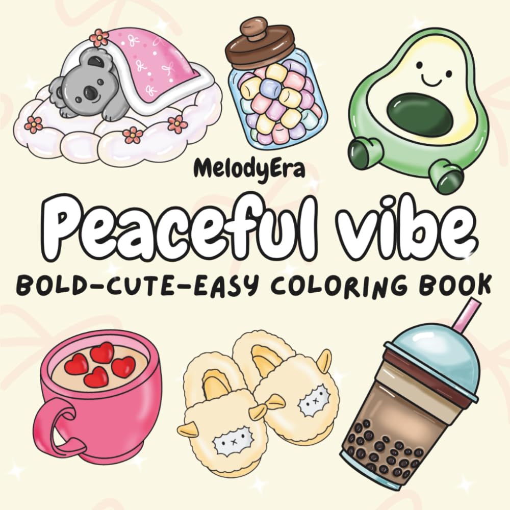 Peaceful vibe: Bold-cute-easy coloring book