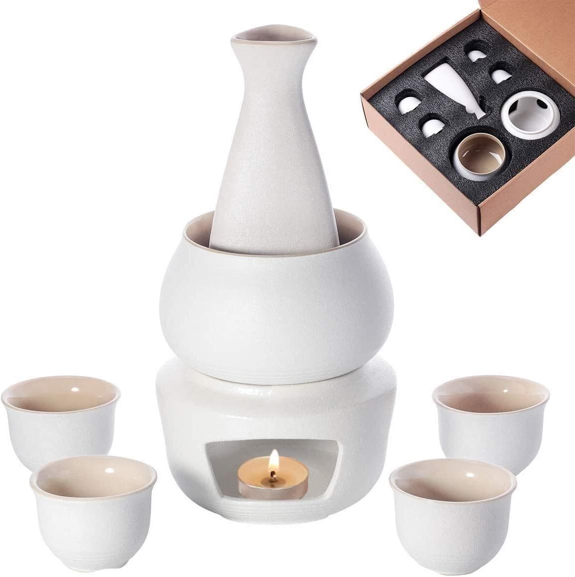 Sake Set Tea Pots, Sake Set And Cups With Warmer