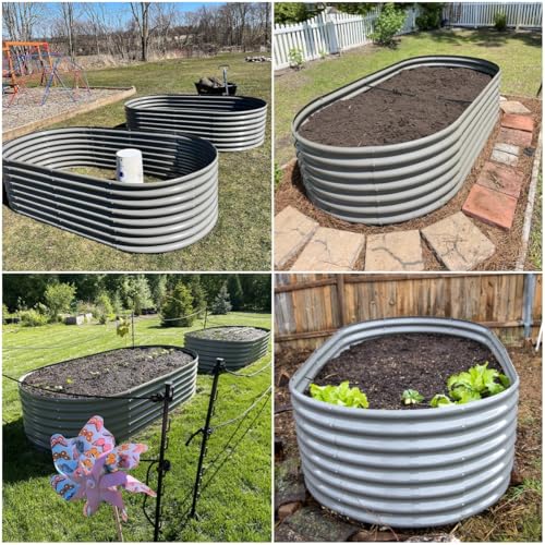 A ANLEOLIFE 8x4x2ft Galvanized Raised Garden Bed Kit, Oval Metal Deep Root Planters for Outdoor Plants Vegetables Flowers Herb, Large Bottomless, 478 Gallon Capacity- Quartz Grey by A ANLEOLIFE - Image 2