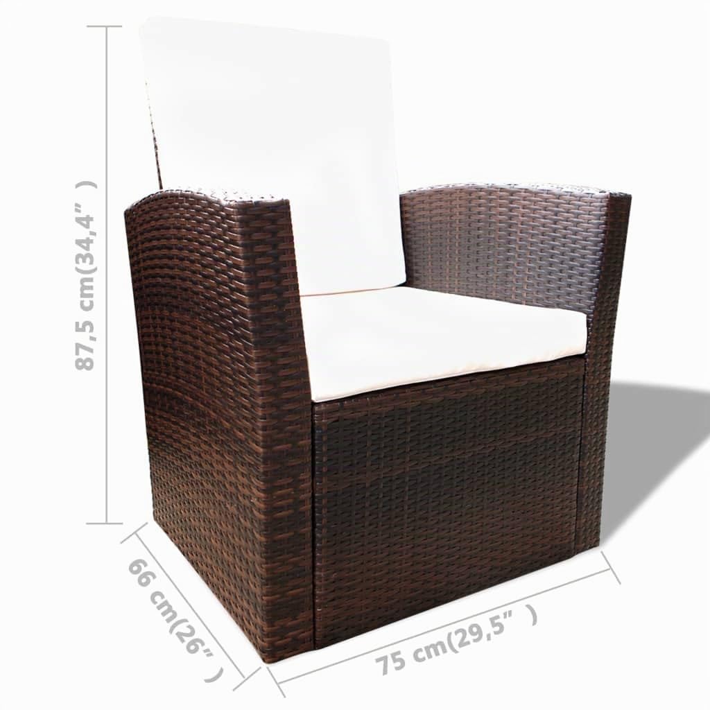 Set Muebles de jardín 4 Piezas y Cojines ratán sintético marrón