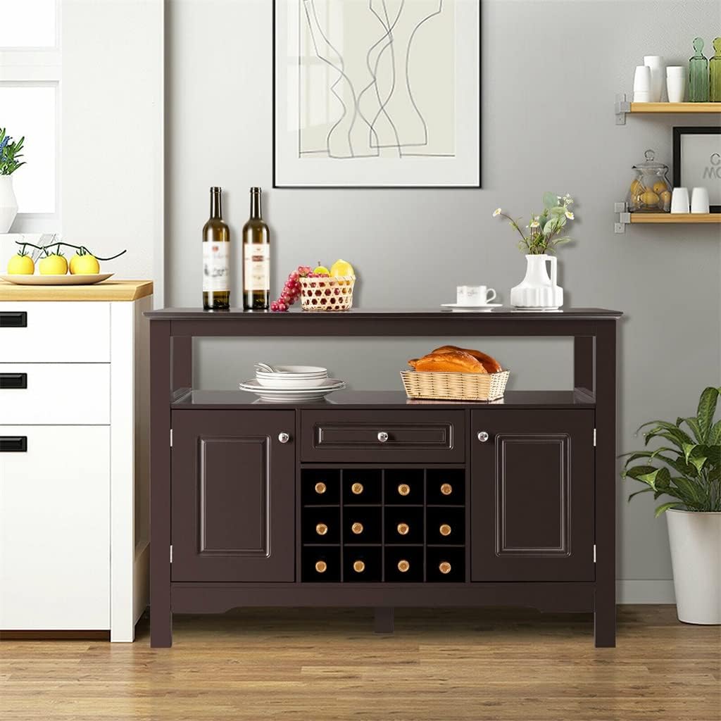 Storage Buffet Table Kitchen Brakes Wine Rack Brown Dining Cabinet Kitchen Furniture