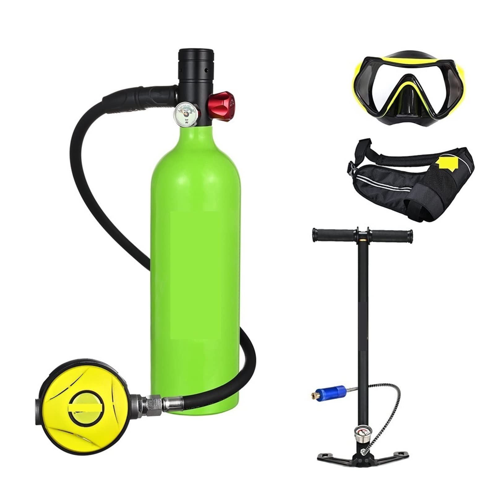 Portable Dive Cylinder, Diving Oxygen Cylinder 1L Capacity Portable Respirator(Groen)