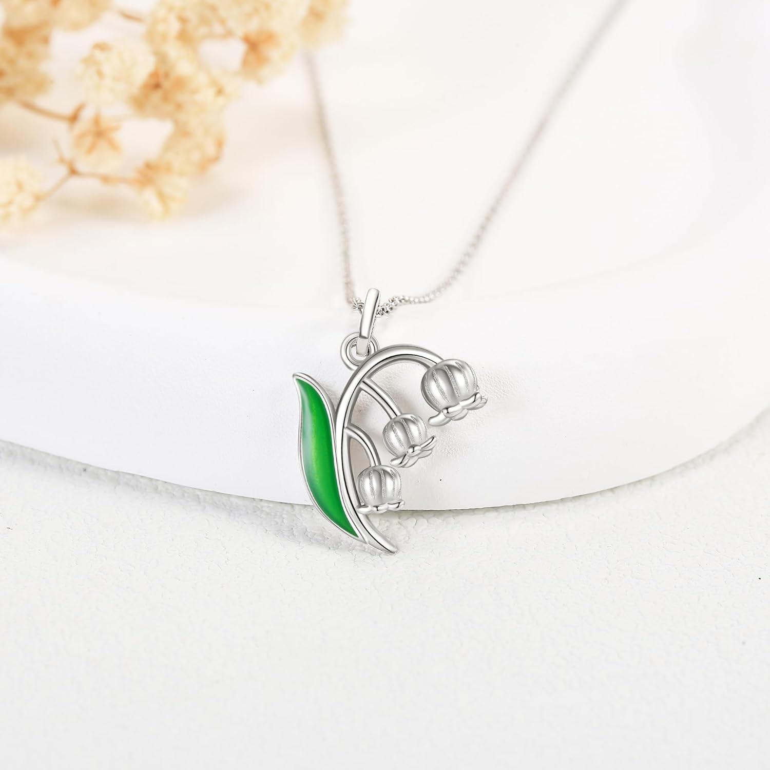 MONGAS Forget Me Not/Lily of the valley/Hibiscus Necklace Sterling Silver Flower Pendant Necklace Flower Jewelry Gifts for Women - Image 3