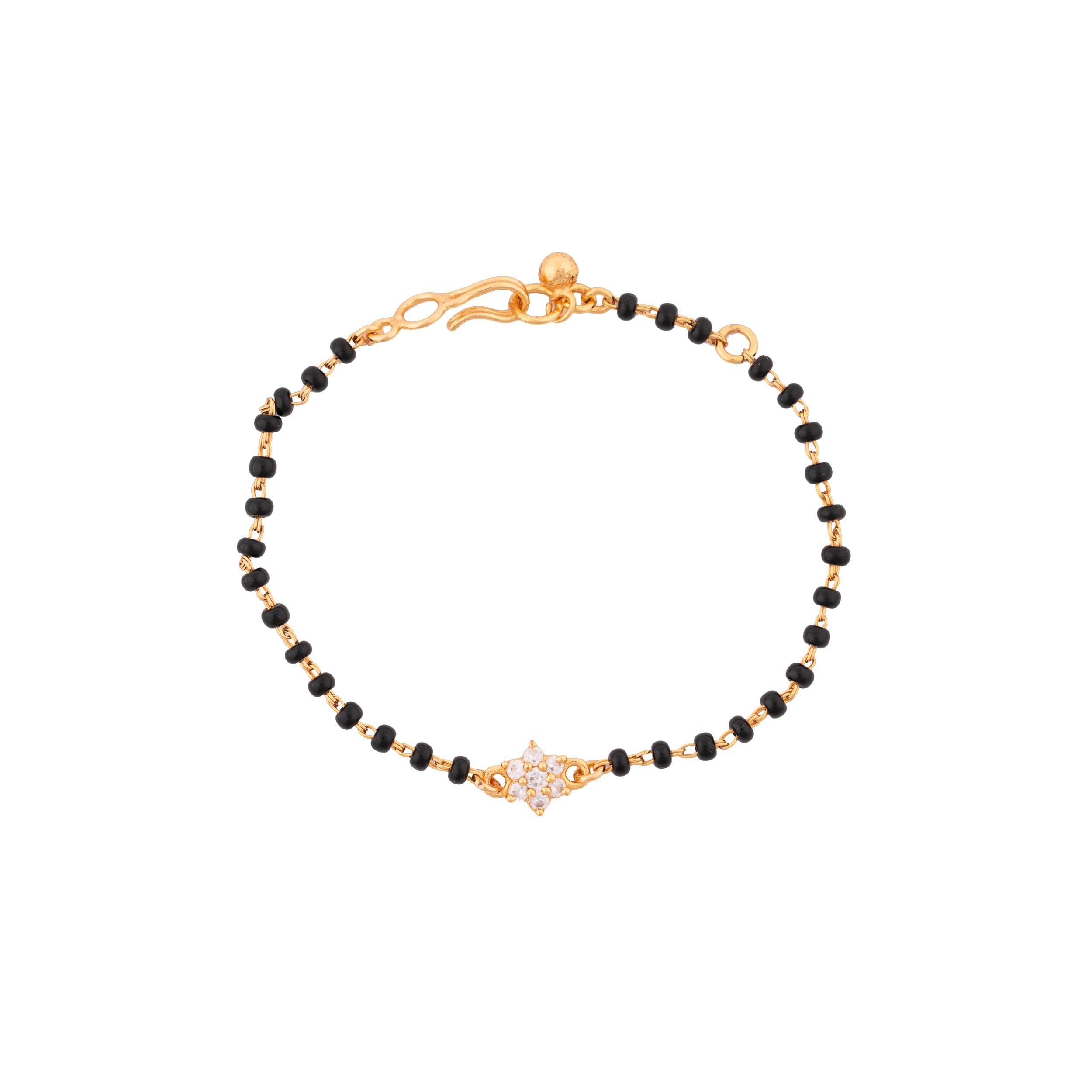 Radhas Creations karimani hand Mangalsutra bracelet with white stone flower For Women and Girls free size (7 inches) (1189-04) (B0CSXKWDPX) Amazon Price History, Amazon Price Tracker