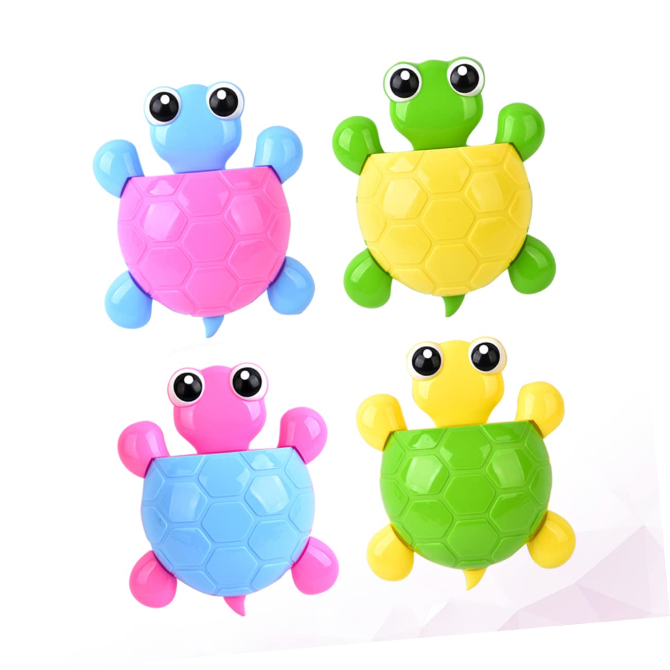 Tortuga Portacepillos PVC PP 4 Piezas Ventosa de Dientes