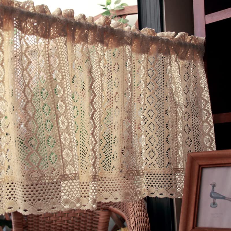 Retro Häkel Bistrogardine , Scheibengardinen Bistrogardine Voile Gardinen Boho-Vorhangstufen Stangentasche, Bauernhaus kurze Vorhänge für Raumteiler Küchenvorhänge Stricktürvorhang Küche Vorhang ( Col