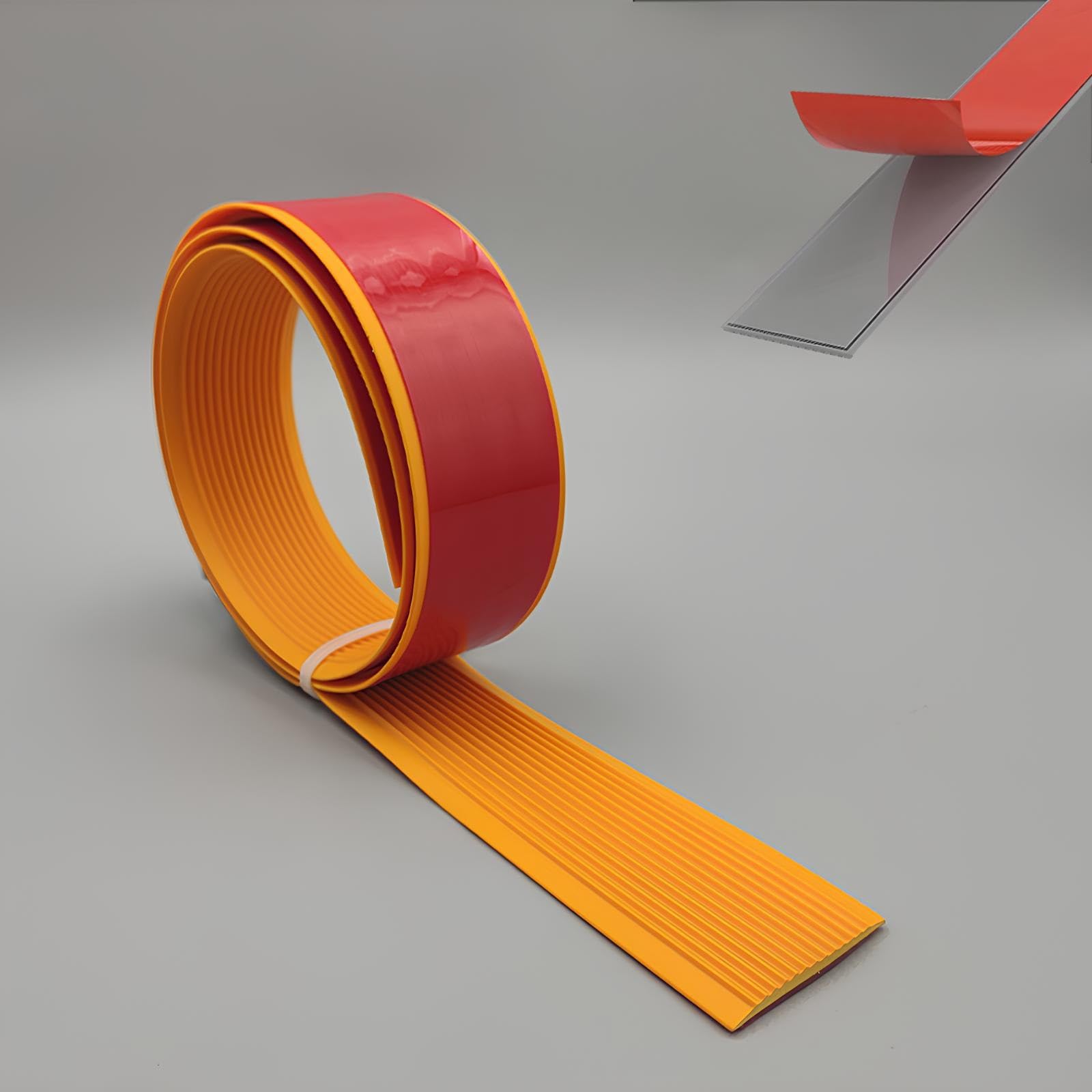 Perfil De Borde De Escalera,PVC Adhesivo Tiras Protectoras Antideslizantes Tira De Umbral Para Uso En Interiores Y Exteriores(Orange,50mmx10m)
