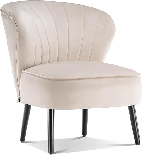 MCombo Silla decorativa de terciopelo, sillas de club copetudas, silla auxiliar tapizada con patas, silla de tocador para sala de estar y dormitorio