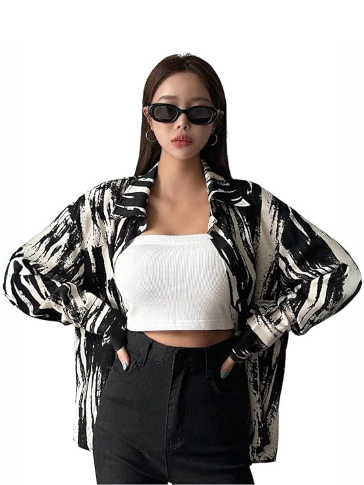 greciilooks Women's Rayon Oversized Shirt Korean Style Long Sleeve Oversized Button Down | Workwear Top for Office & Casual Wear (Available in Plus Size)-picture-13