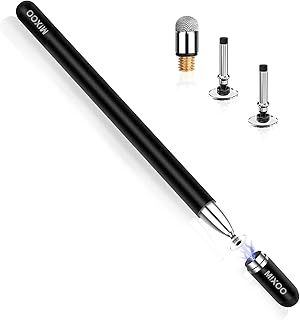 Mixoo スタイラスペン タッチペン 黑 2Wayモデル 交換式 ペン先6個 ipad iphone Androidスマートフォン タブレット対応 ディスク＋導電繊維 磁気キャップ アルミ本体 1年保証