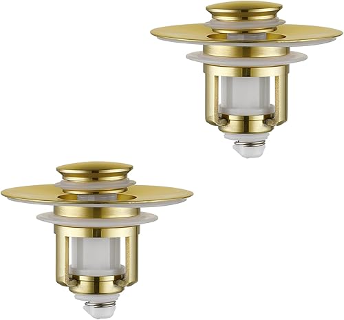 Miniatura 9 de Tapón universal 2 en 1 para lavabo de baño, paquete de 2 coladores de drenaje emergente para lavabo para orificios de drenaje de lavabo de Plata