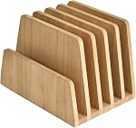 KIRIGEN Wooden Mail Organizer, 5-Slot File Holder for Desk, Natural 5K-NA | Five Upright Compartments Sort Mail, Bills, Folders, Papers, Notebooks, and Envelopes; 9.84 x 7.48 x 7.09 In, No Assembly