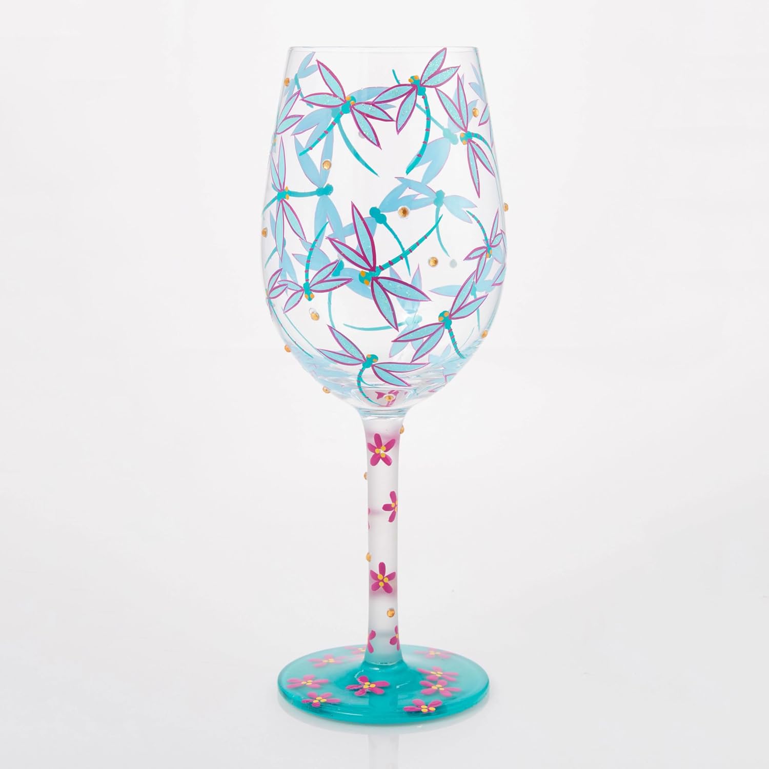 Enesco Lolita Dance of the Dragonflies Hand-Painted Artisan Wine Glass, 15 Ounce, Multicolor - Image 4