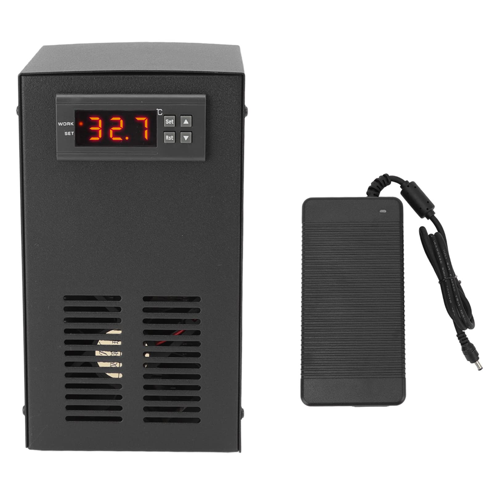 Grzałka do Akwarium Agregat Chłodniczy do Wody W Akwarium Układ Chłodzenia 120 W Automatyczny Termostat Wyświetlacz Temperatury Zbiornika Wody Słodkiej i Morskiej (Wtyczka UE 100-240 V)