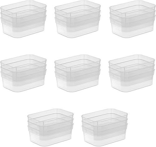 Miniatura 4 de Sterilite Contenedores de almacenamiento medianos con borde resistente y parte inferior texturizada para escritorio y organización del hogar,