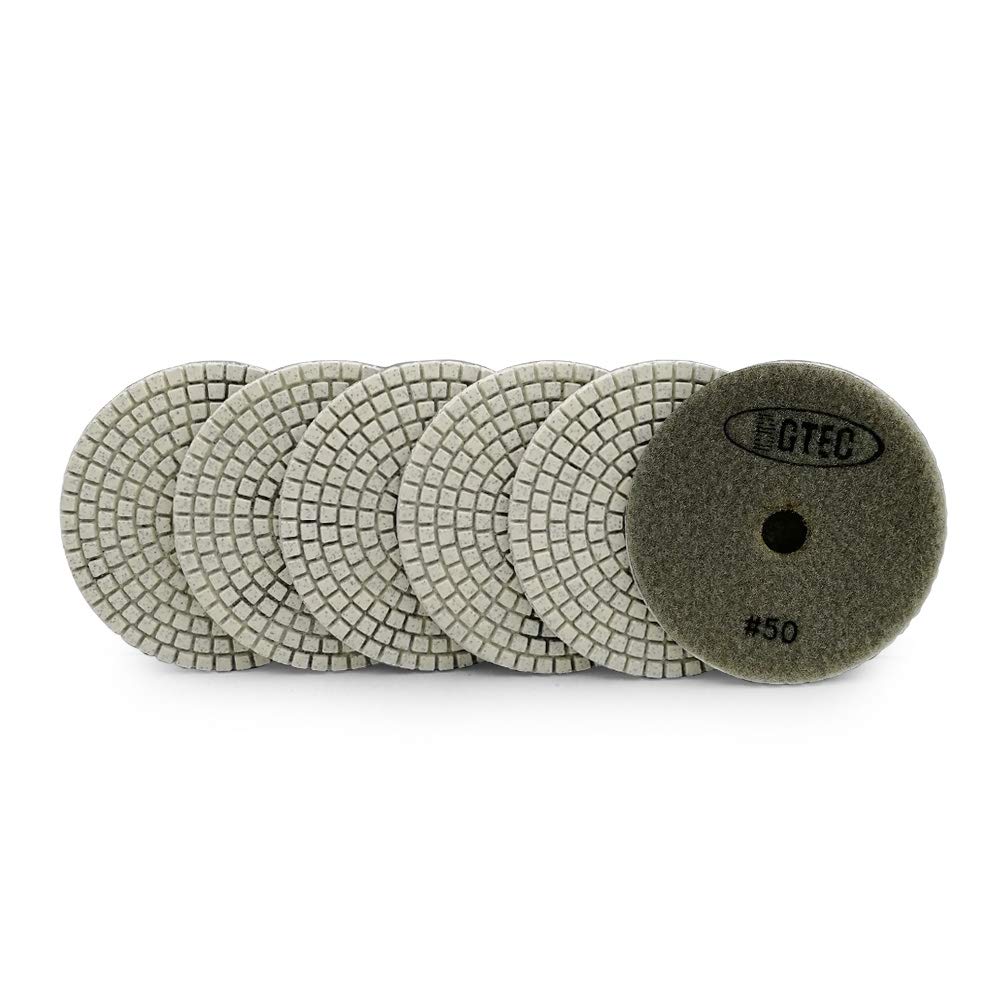 BGTEC Almohadillas de Pulido en Húmedo de Diamante de 100 mm para Mármol de Granito 6 piezas # 50