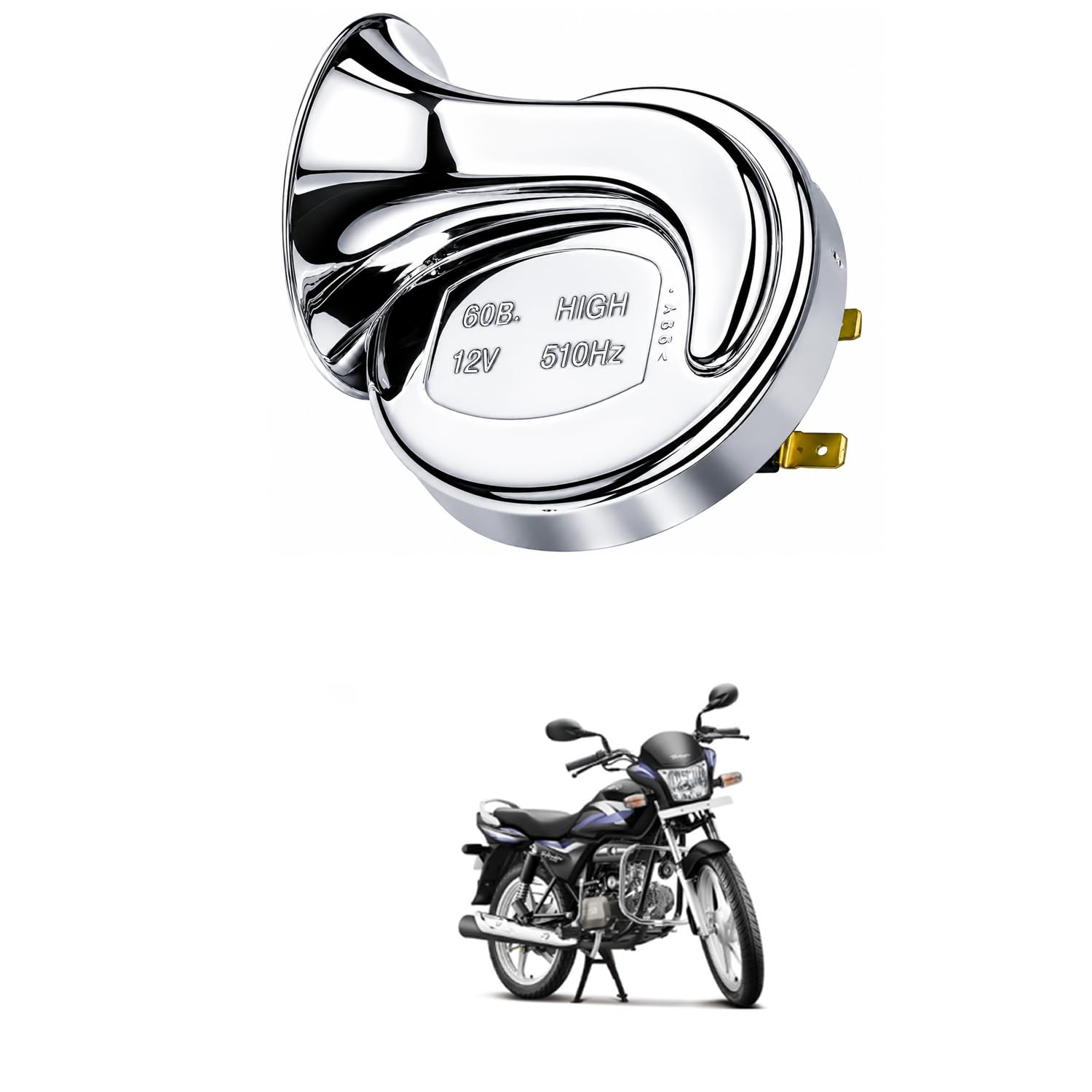 Universal 12V Automotive Vehicle Horn, High Tone 510Hz Chrome Snail Electric Horn, Loud 110dB Waterproof Replacement Horn for Car, Bike, Motorcycle, Scooter Comfortable With Splen-dor P-ro-image-35