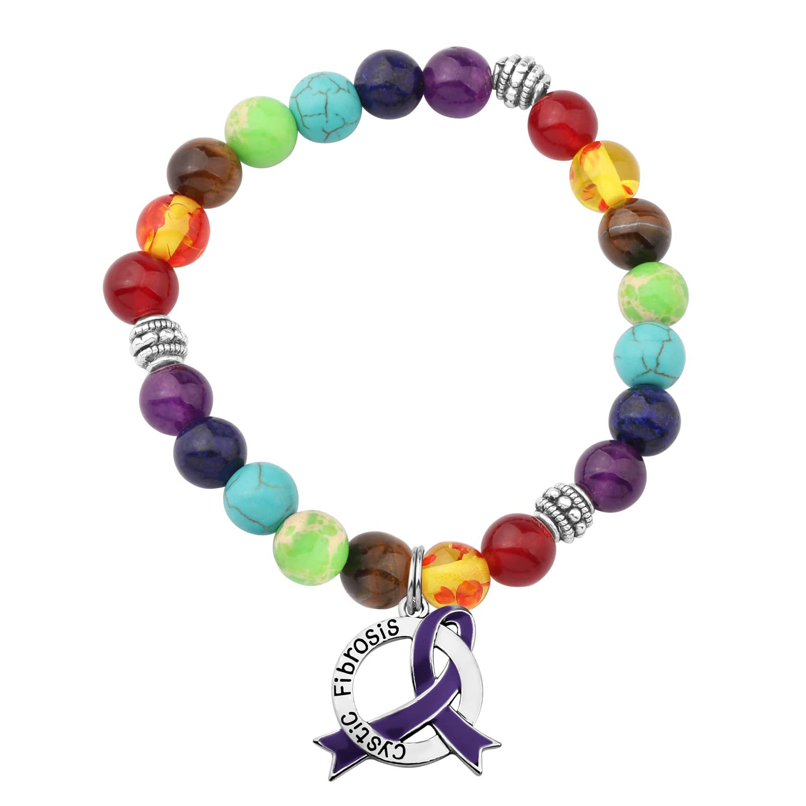 WSNANG Fibromyalgia Purple Ribbon Bracelet Fibromyalgia Awareness Gift Fibromyalgia Warrior Fibro Fighter Gift (Alzheimer BR)