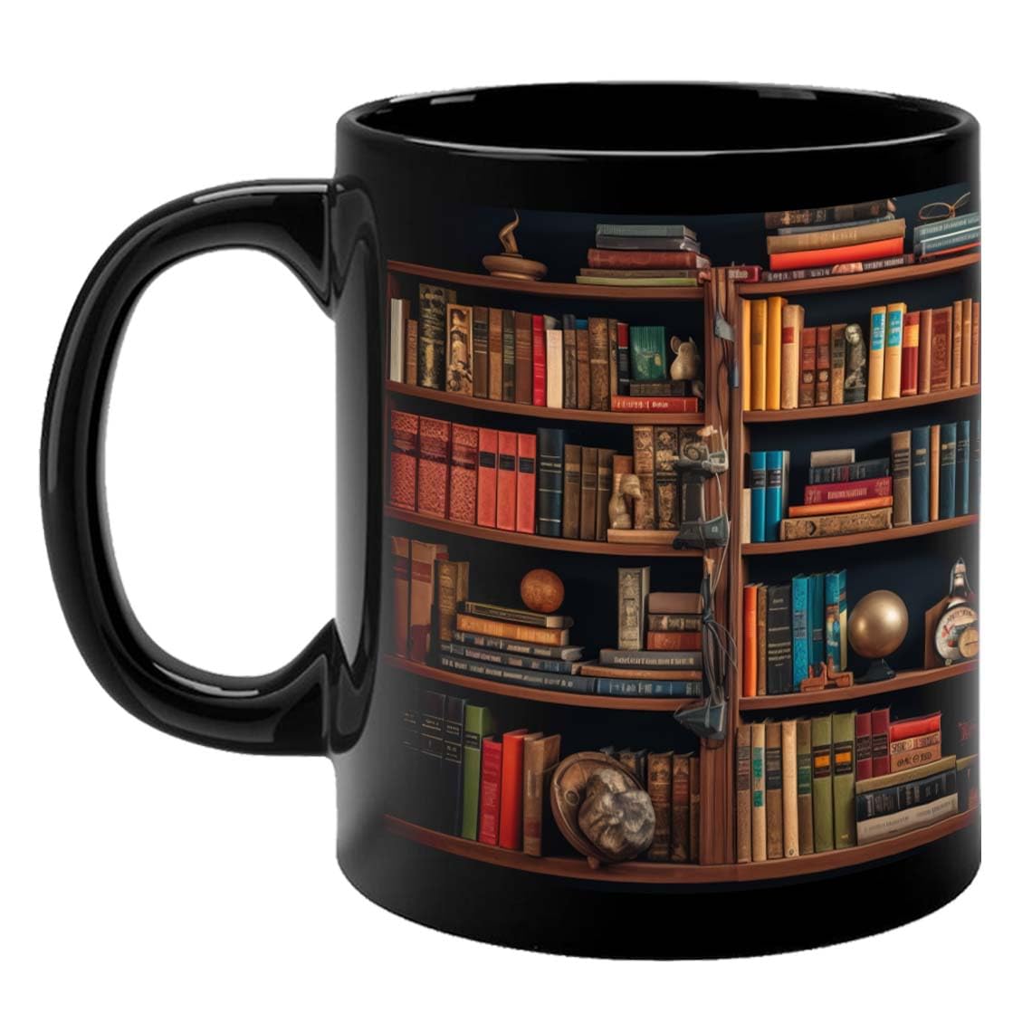 Bookshelf Coffee Mug for Book Lovers and Librarians - Ceramic Cup Bookish Gift for Readers, Book Clubs, Bookworms - Black, 11oz-image-41