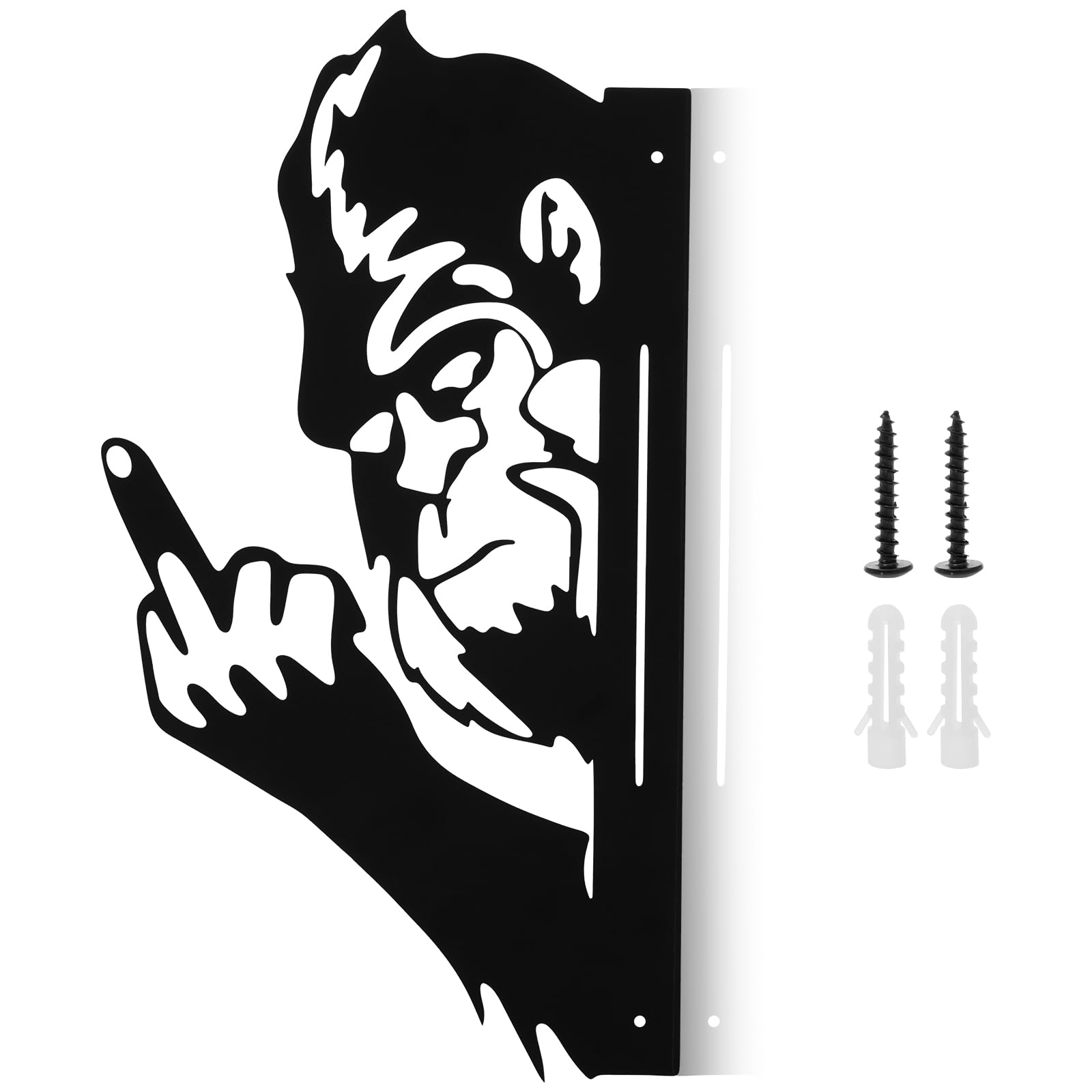 Foppla Metal Garden Ornaments,Middle Finger Monkey Metal Garden Ornaments,Outdoor Peek a Boo Flipping Off Sign Decorative Animals Silhouettes Decor for Yard Fence