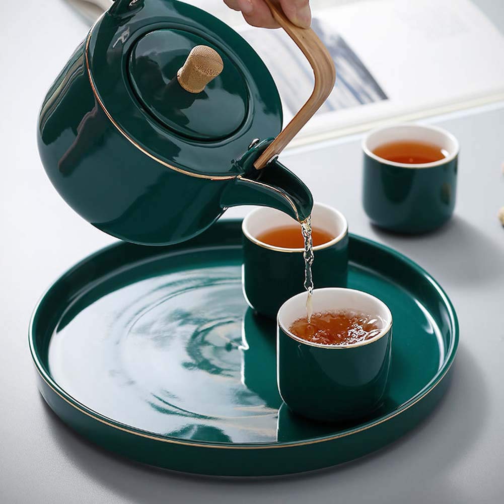 XINGYU Zestaw do herbaty, ceramiczny pozłacany zielony czajniczek domowy zestaw do kung fu kwiat herbata popołudniowa herbata kubek prezent pudełko