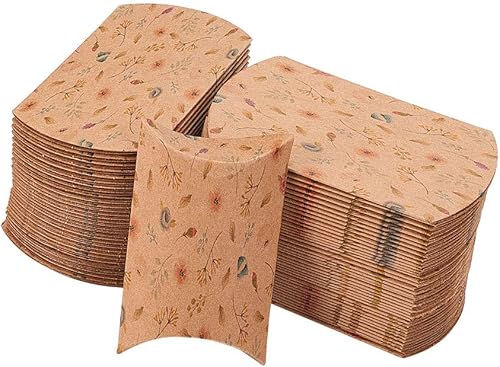 Vista 41 de Airssory 100 unidades de almohada de papel kraft vintage de 3 x 2 pulgadas, caja de embalaje de dulces, caja de embalaje de dulces, cajas de regalo