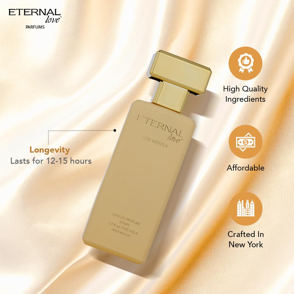 Eternal Love for Women - Long Lasting Eau de Parfum Spray - Premium Floral Fragrance with Peach & Sandalwood - Soft Feminine Scent - 3.4oz - Image 4