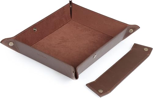 Miniatura 7 de Organizador de bandeja de cuero, práctico y ligero resistente al agua, caja de almacenamiento de escritorio para billeteras, relojes, llaves,