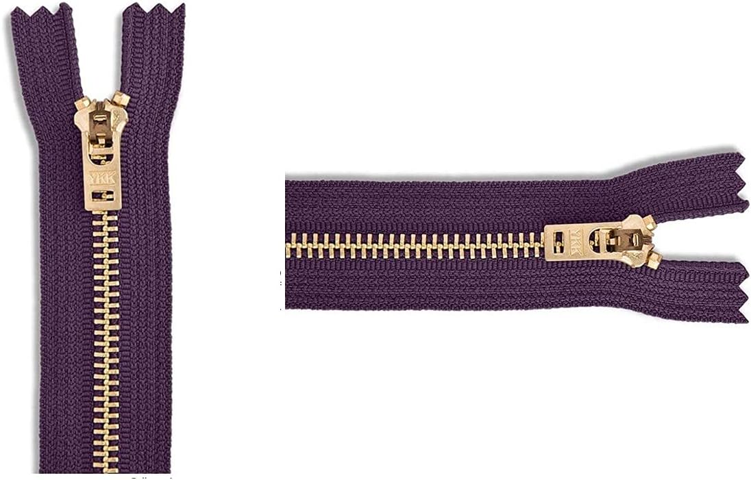 #5 Brass Jeans/Pants Purple Medium Weight YKK Zippers - Color: Purple #559 - Choose Your Length - Made in The United States (1 Zipper Per Pack) (4" Inches)