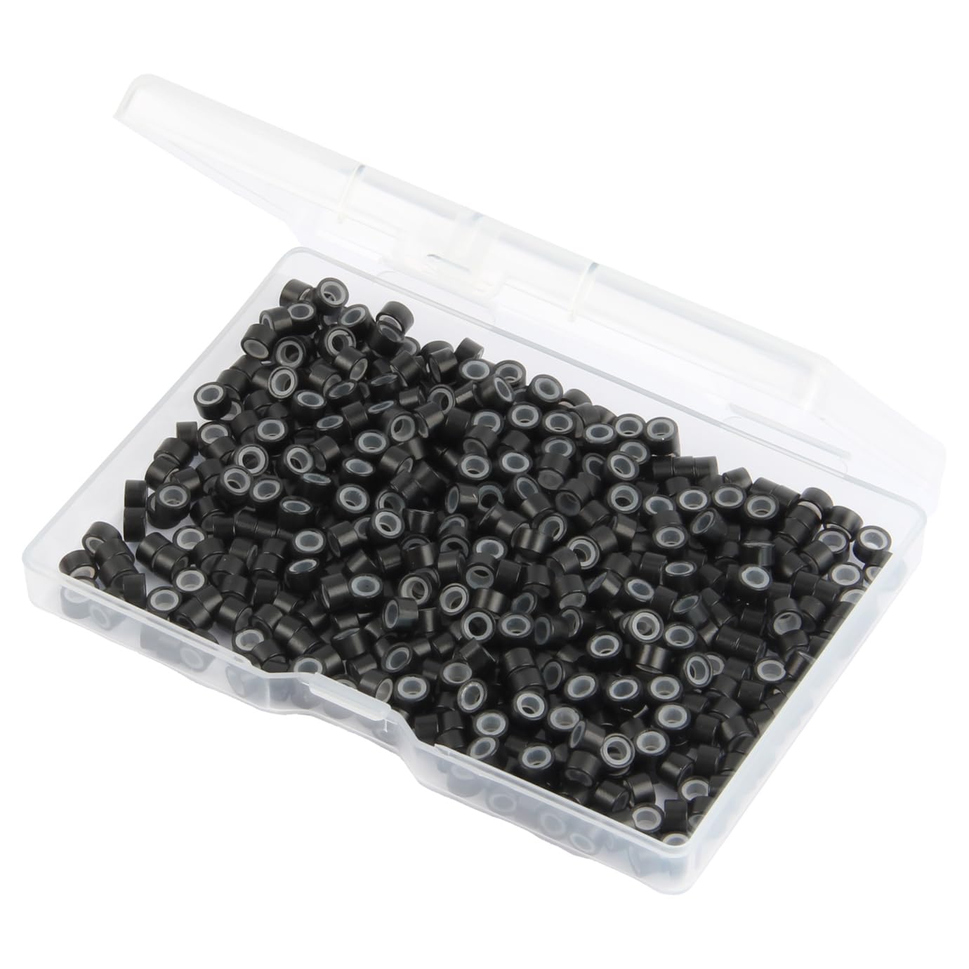 500Pcs MicroLink Beads for Hair Extensions, Micro Link Rings 5mm Silicone Lined Beads for I Tip Hair Extension Tool (Black)