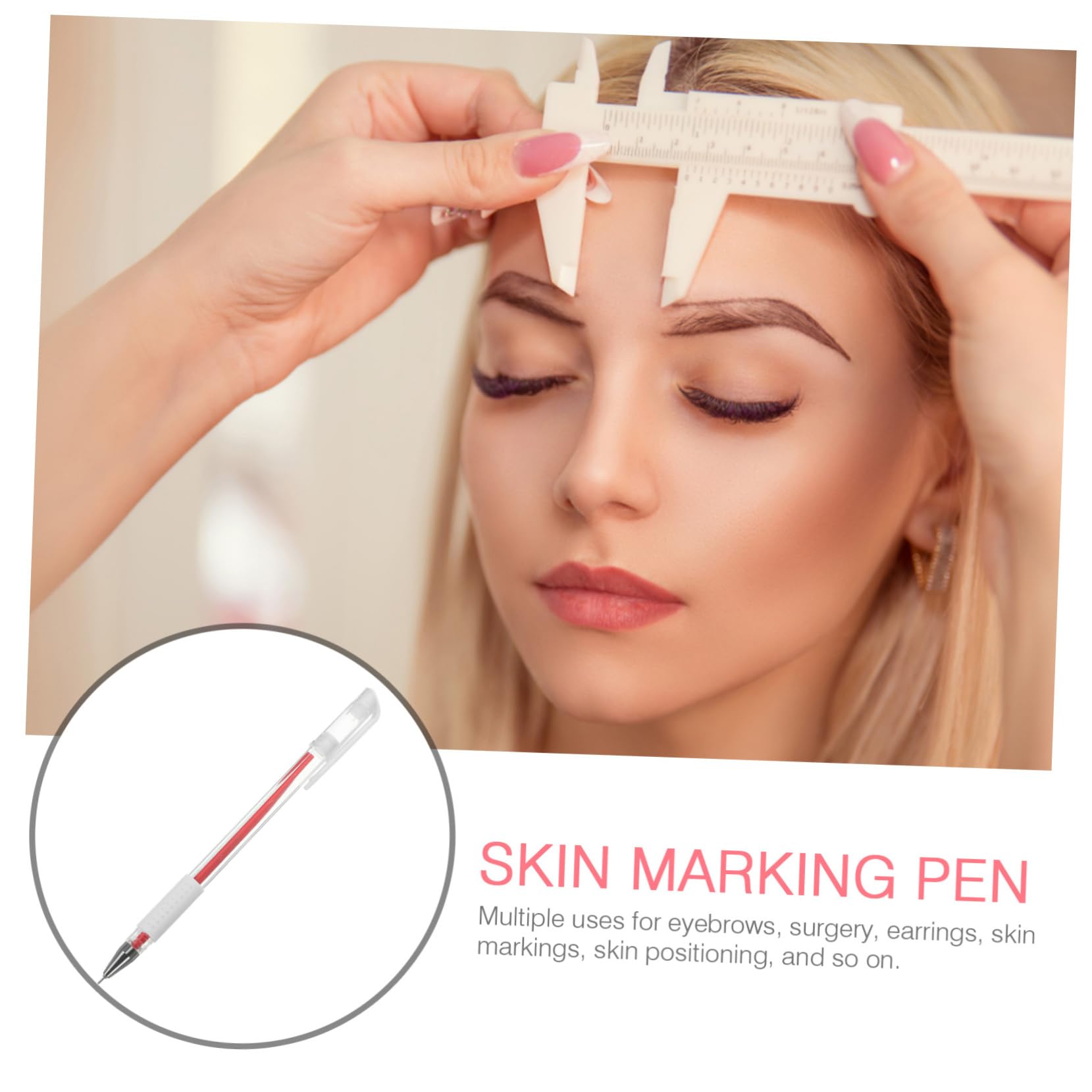 Marqueur Peau pour Cartographie des Sourcils, Stylo de Microblading, 3 Pièces, Tracé Précis, Résistant la Sueur, pour Salon et Tatouage