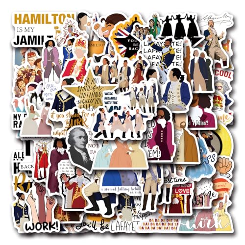 55PCS Hamiltons Merch Stickers, Cute Cartoon Aesthetic Vinyl Musicals Gifts Waterproof Decals for Laptop Bumper Skateboard Water Bottles Phone